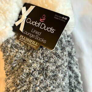 CUDDL DUDS LADIES 4-10 LINED LOUNGE SOCKS  NEW WITH TAGS  PLUSHFILL